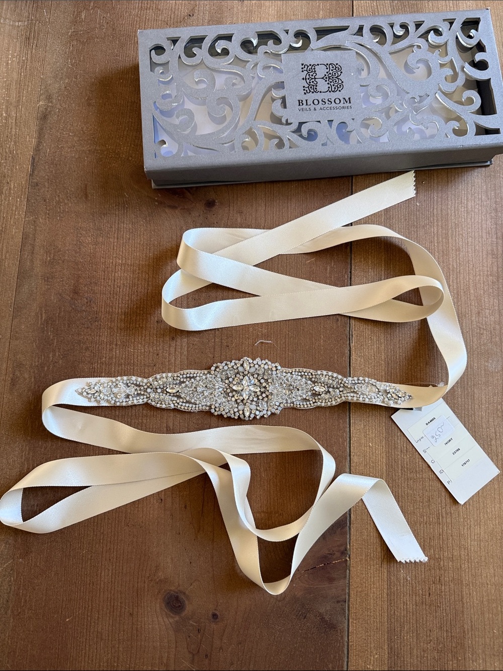 Blossom Veils & Accessories BA4605 Crystal Beaded Bridal Belt Sash Ivory NWT